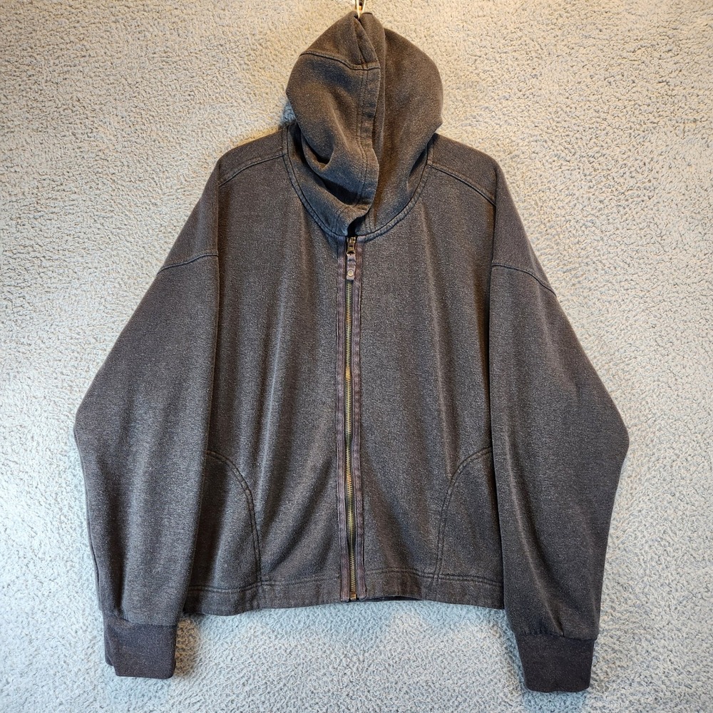 Prana Full‎ Zip Hoodie Womens Size 2X Gray Hemp Blend Pockets Long Sleeve